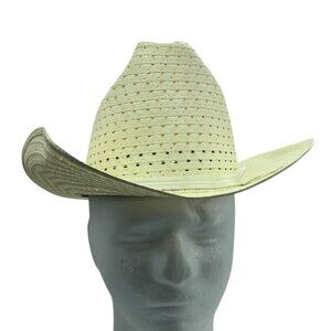Vtg Western Trails Lightweight Shape Eze Brim Straw‎ Cowboy Hat Men Sz 6 1/2